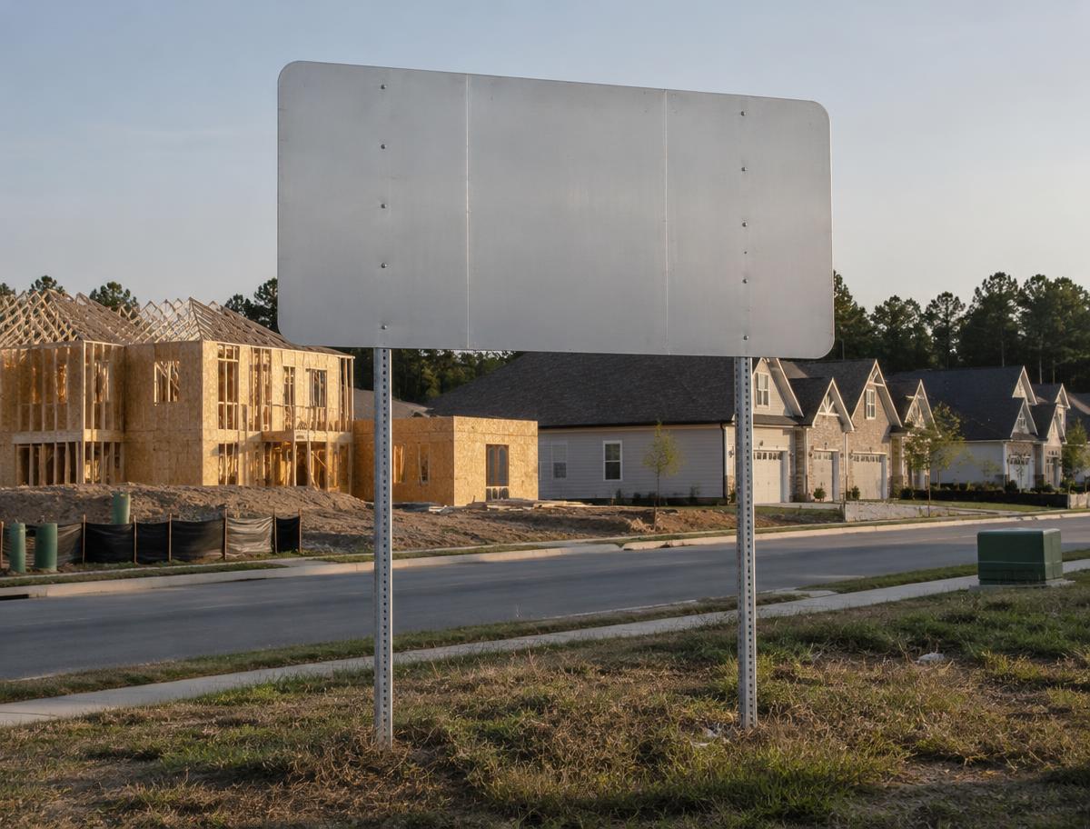 A monument entrance sign at the gateway of a residential community